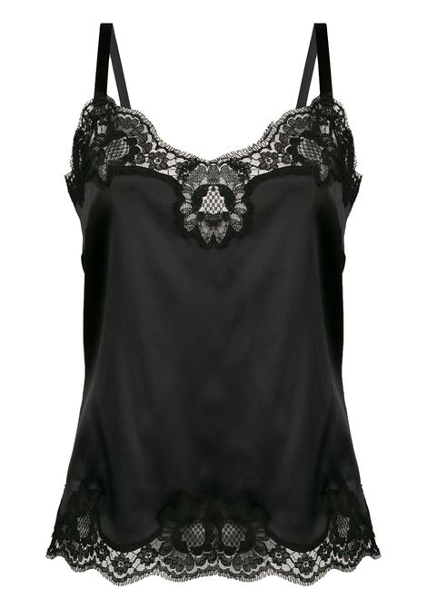 Top in seta nera con bordi in pizzo con spalline sottili DOLCE & GABBANA | O7A00T-FUAD8N0000
